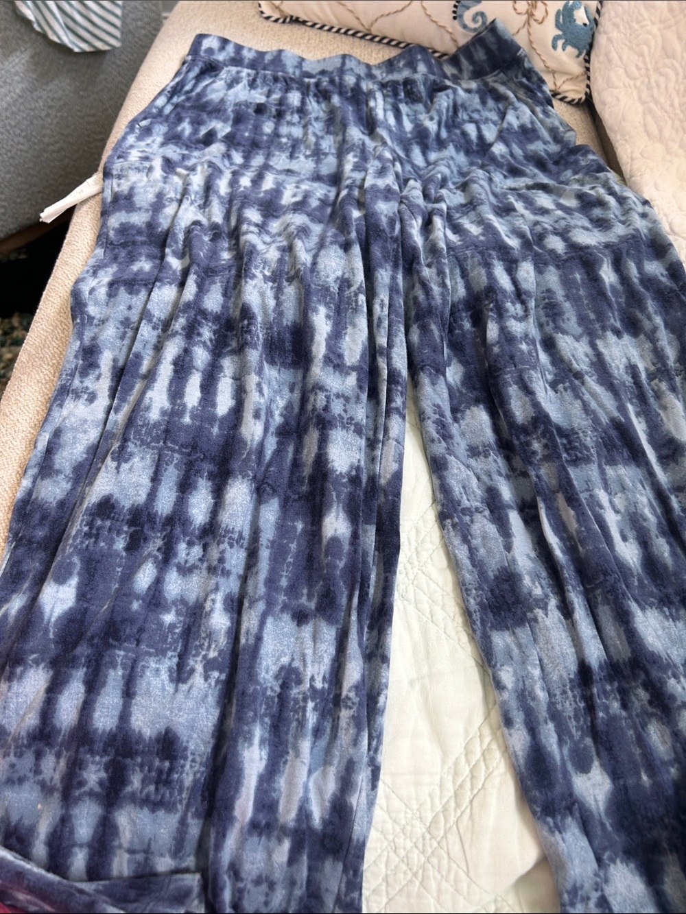 Denim&Co Blue Tie-Dye Wide Leg Pants